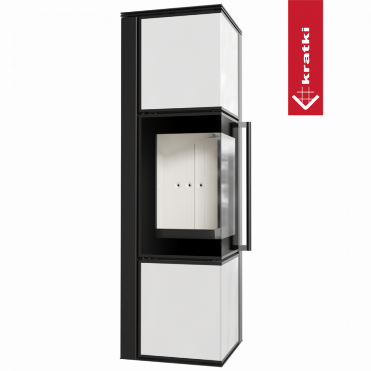 Печь Kratki PRO TORA/M, 8 кВт, белое стекло (Белая футеровка, с доводчиком)